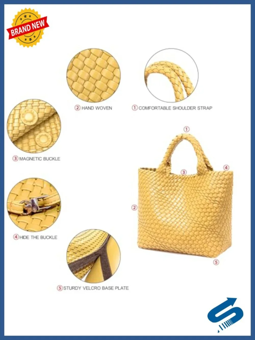 Faux Leather Woven Tote Bag - Large Capacity Shoulder Bag
